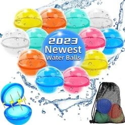 GENERIC 【12 PCS】2023 Newest Reusable Water Balloons For Kids Adults, Self-Sealing Silicone Water Ball With Mesh Bag, Summer Outdoor Toys Pool Toys Party Toys Easy Activities Fun Outside Games Ballons