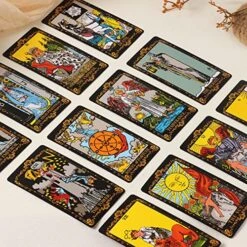 Tarot Cards With Guide Book, 78 Black Original Tarot Cards Deck Gift Set With Chakra Stones, Tarot Cloth & More, Tarot Deck Fortune Telling Game Craft Cardboard For Beginners And Expert Readers 11 Tarot Cards With Guide Book, 78 Black Original Tarot Cards Deck Gift Set With Chakra Stones, Tarot Cloth & More, Tarot Deck Fortune Telling Game Craft Cardboard For Beginners And Expert Readers -Folkmanis Toys Shop 61S9Zff8UJL