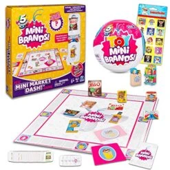 5 Surprise Mini Brands Mini Market Dash Board Game For Kids - Bundle With 5 Surprise Mini Brands Game With Mini Food Figures, Toy Mini Brands, Stickers | Mini Brands Toys