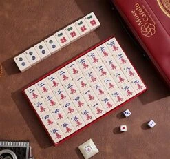 Mose Cafolo Chinese Mahjong Game Set 1.5" X-Large 144 Numbered White Ivory Color Melamine Tiles With Carrying Travel Case,Complete Majiang, Majong, Mah-Jongg Game Set -Folkmanis Toys Shop 61TRVf2cMsL