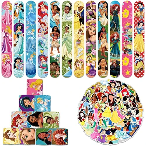 QICI 86Pcs Princess Slap Bracelet Set Include 36Pcs Slap Bracelet And 50Pcs Princess Stickers, Princess Themed Birthday Party Favors 3 QICI 86Pcs Princess Slap Bracelet Set Include 36Pcs Slap Bracelet And 50Pcs Princess Stickers, Princess Themed Birthday Party Favors