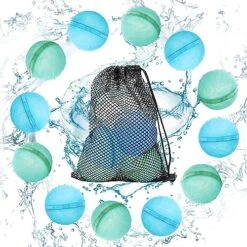 Water Balloons Reusable Magnetic,DHAEY Water Bomb Balloons With Mesh Bag For Kids Adults Outdoor Activities Water Games Toy -12 Pack