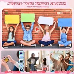 Kids Camera For Girls, Digital Camera For Kids, Kids Digital Selfie Camera Toys For 3 4 5 6 7 8 9 Year Old Girls, Christmas Birthday Gifts For Boys With 32GB SD Card-Pink -Folkmanis Toys Shop 61U5OhNMm4L