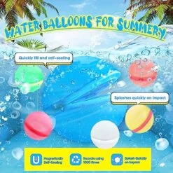 Reusable Water Bomb Balloons, Silicone Water Ball Easy Quick Fill Self-Sealing Water Balls For Kids Adults Outdoor Activities Water Games Toy Summer Fun Party Supplies (8Pcs) -Folkmanis Toys Shop 61UjcQhUi0L