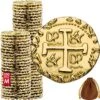 Metal Pirate Coins – 100 Gold Treasure Coin Set, Metal Replica Spanish Doubloons For Board Games, Tokens, Toys, Cosplay – Realistic Money Imitation For Treasure Chest – Medium Size 7/8 Inch 2 Metal Pirate Coins – 100 Gold Treasure Coin Set, Metal Replica Spanish Doubloons For Board Games, Tokens, Toys, Cosplay – Realistic Money Imitation For Treasure Chest – Medium Size 7/8 Inch -Folkmanis Toys Shop 61V5rh1MhtL