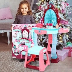 Meticpr Kids Vanity Beauty Dresser Table Play Set With Lights And Sounds, Mirror And Stool, Fashion & Makeup Accessories For Toddler And Pretend Play, Gift For Little Girls 3-5 Years Old -Folkmanis Toys Shop 61WMPY7DW5L 1