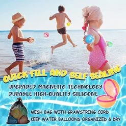 Reusable Magnetic Water Balloons, 16PCS Refillable Quick Self-Sealing Latex-Free Silicone Water Balloons For Kids Adults, Summer Water Toys, Outdoor Pool Party Toys Beach Games -Folkmanis Toys Shop 61WbuN55NaL
