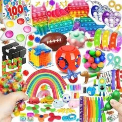 (100 Pcs) Fidget Toys Pack, Party Favors Carnival Treasure Classroom Prizes Small Mini Bulk Sensory Figit Toys Set For Boys Girls Kids Adults, Stress Relief & Anxiety Relief Tools Autistic ADHD Toys -Folkmanis Toys Shop 61WrPB3AzeL. AC