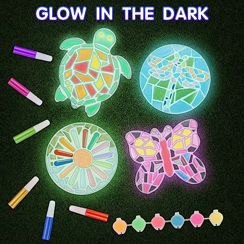 Qtioucp 43Pcs Arts And Crafts Painting Kit With 24 Vibrant Acrylic Paints &12 Glow In The Dark Color,4Pcs 5-Inch Stepping Stone &12Pcs Creativity Stone - Paint Your Own Stepping Stones For Kids 3 Qtioucp 43Pcs Arts And Crafts Painting Kit With 24 Vibrant Acrylic Paints &12 Glow In The Dark Color,4Pcs 5-Inch Stepping Stone &12Pcs Creativity Stone - Paint Your Own Stepping Stones For Kids