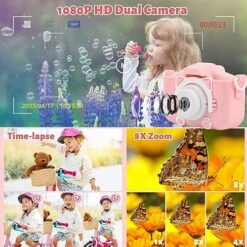 Kids Camera Toys Gift For 3-12 Years Old Girls, Camera For Kids With 32GB SD Card, 1080P HD Kids Digital Camera Suitable For Birthday, Idea For Kids, Toddler Video Camera, Pink -Folkmanis Toys Shop 61XahFawxwL