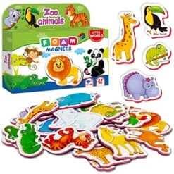 Little World 27 Foam Fridge Magnets For Toddlers 1-3 - Large Toddler Magnets – Fridge Magnets For Kids - Refrigerator Magnets For Kids – Baby Magnets - Animal Magnets For Kids On Fridge