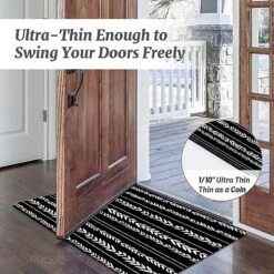 TOMWISH Ultra Thin Door Mat Rug Indoor Non Slip Floor Mat Kitchen Mats For Floor Rubber Kitchen Rugs And Mats Washable Indoor Mat 20X30 Black Boho Rug -Folkmanis Toys Shop 61aUCkU9NSL