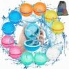 MSTOKIN 12 Pack Reusable Water Balloons For Summer Outdoor Games, Refillable Magnetic Self Sealing Silicone Water Balls For Kids Toys, Easy Quick Fill Water Bombs For Outside Play Fun Activities