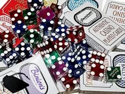 Cyber-Deals Authentic Las Vegas Casino Playing Cards And Nevada Casino Craps Dice, Randomly Bundled In Black Velvet Storage Pouch (4pc Bundle II: 2pr Dice, 1 Deck, 1 Pouch)