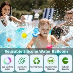 24PCS 2023 Newest Reusable Water Balloons For Kids Adults Self-Sealing Silicone Water Ball, Summer Outdoor Toys Pool Toys Party Toys Easy Activities Fun Outside Games Ballons
