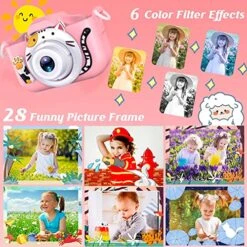 Tyseoome Kids Camera Toys For 3 4 5 6 7 8 9 10 11 12 Year Old Girls,Selfie Camera For Kids Christmas Birthday Festival Gift For Kids Upgrade Digital Camera With 32GB SD Card -Folkmanis Toys Shop 61cz4llccCL