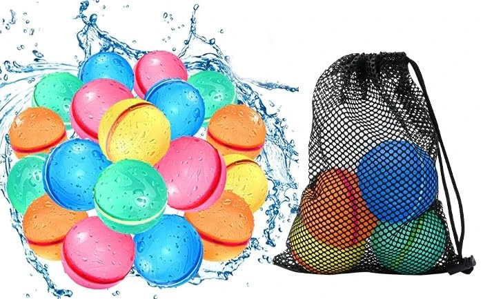 SOPPYCID Reusable Water Balloons With Meshbag (16pcs), Easy Quick Fill & Self-Sealing Water Bombs, Soft Silicone Water Splash Ball, Magnetic Water Ball For Outdoor Games, Summer Toy, Kids 3 SOPPYCID Reusable Water Balloons With Meshbag (16pcs), Easy Quick Fill & Self-Sealing Water Bombs, Soft Silicone Water Splash Ball, Magnetic Water Ball For Outdoor Games, Summer Toy, Kids