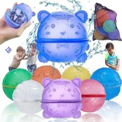 Reusable Water Balloons For Kids (8pcs) |Latex-Free Silicone Water Splash Ball With Mesh Bag, Self-Sealing Water Bomb For Adults Outdoor Activities Water Games Toy Summer Fun Party Supplies Aqua Balls -Folkmanis Toys Shop 61dq6xsCTtL. AC