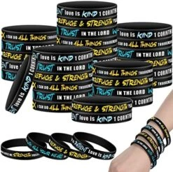 48 Pcs Bible Verse Bracelets Christian Scripture Bracelets Jesus Wristbands Religious Motivational Rubber Bracelets With Sayings Colored Spiritual Faith Hope Belief For Adult Kids -Folkmanis Toys Shop 61dwk19Ji0L. AC