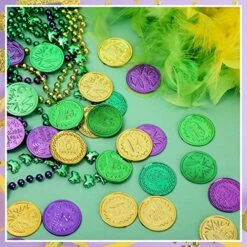 300 Pcs Mardi Gras Coins Plastic Gold Coins Mardi Gras Decorations Treasure Coins For St. Patricks Day, Mardi Gras Themed Parties Carnival Party Supplies, Game Prop -Folkmanis Toys Shop 61e491Rj4PL