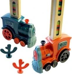 Prinlion Automatic Domino Train Toy, 60 Pcs Dominoes For Kids Creative Dominos Blocks Set, Stem Building And Stacking Toys With Sound And Light… (Blue, 60 Dominoes) -Folkmanis Toys Shop 61fM5bQLVwL. AC