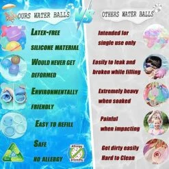 Reusable Water Balloons For Kids (8pcs) |Latex-Free Silicone Water Splash Ball With Mesh Bag, Self-Sealing Water Bomb For Adults Outdoor Activities Water Games Toy Summer Fun Party Supplies Aqua Balls -Folkmanis Toys Shop 61fSFOXohzL