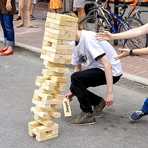 Juegoal 54 Piece Giant Tumble Tower, Wooden Block Game With Gameboard, Canvas Bag For Outdoor Yard Playing,6.9 X 6.9 X 24 Inches 6 Juegoal 54 Piece Giant Tumble Tower, Wooden Block Game With Gameboard, Canvas Bag For Outdoor Yard Playing,6.9 X 6.9 X 24 Inches - Image 4