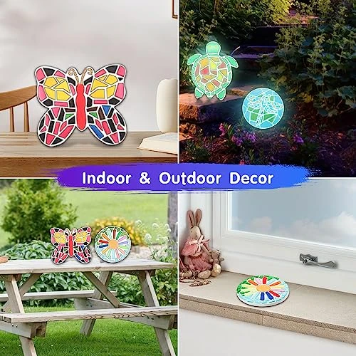 Qtioucp 43Pcs Arts And Crafts Painting Kit With 24 Vibrant Acrylic Paints &12 Glow In The Dark Color,4Pcs 5-Inch Stepping Stone &12Pcs Creativity Stone - Paint Your Own Stepping Stones For Kids 6 Qtioucp 43Pcs Arts And Crafts Painting Kit With 24 Vibrant Acrylic Paints &12 Glow In The Dark Color,4Pcs 5-Inch Stepping Stone &12Pcs Creativity Stone - Paint Your Own Stepping Stones For Kids - Image 4