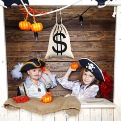 Gejoy 2 Pieces Money Bags Bank Robber Costume Canvas Bag Dollar Sign Bag For Toy Favor Bank Robber Themed Party Halloween, 30 By 40 Cm -Folkmanis Toys Shop 61g5QErI5NL