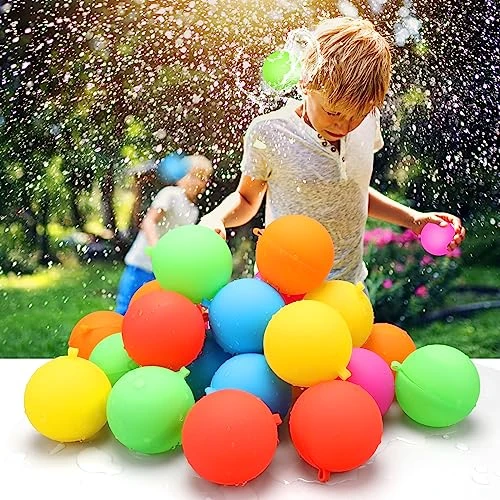 VATOS Reusable Water Balloons, 24PCS Fast Sealing & Quick Fill Water Bomb Splash Balls, Latex Free Silicone Water Splash Balloons For Kids Outdoor Water Games Outside Yard Pool Beach Summer Fun Party 4 VATOS Reusable Water Balloons, 24PCS Fast Sealing & Quick Fill Water Bomb Splash Balls, Latex Free Silicone Water Splash Balloons For Kids Outdoor Water Games Outside Yard Pool Beach Summer Fun Party - Image 2