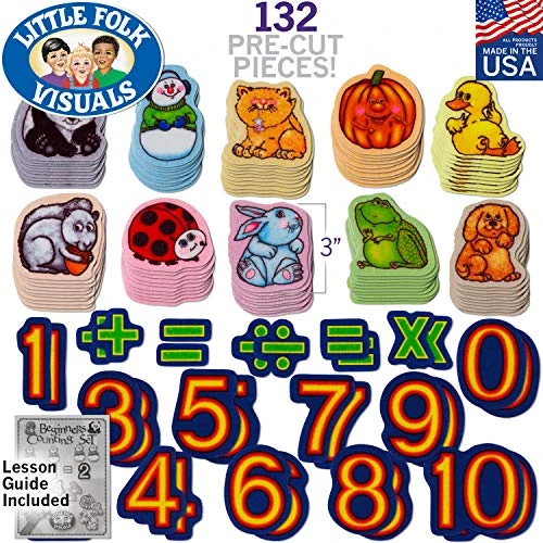 Little Folk Visuals Beginner's Counting Set: Felt Learning Toy Set, Precut Felt Board Figures For Kids And Toddlers, 132 Pieces With 12 Page Guide 4 Little Folk Visuals Beginner's Counting Set: Felt Learning Toy Set, Precut Felt Board Figures For Kids And Toddlers, 132 Pieces With 12 Page Guide - Image 2