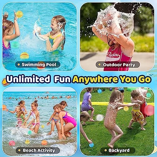 Reusable Water Balloons, 12 Pack Quick Fill Self Sealing Splash Balls For Kids, Fun Outdoor Water Games And Pool Beach Toys For Boys And Girls (Ages 3-12) 4 Reusable Water Balloons, 12 Pack Quick Fill Self Sealing Splash Balls For Kids, Fun Outdoor Water Games And Pool Beach Toys For Boys And Girls (Ages 3-12) - Image 2