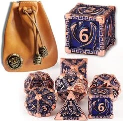 DND Dice Metal Dragon Set,Unique Dragon Design Dice With Gift Dice Bag For Dungeons & Dragon Games,Magic The Gathering,D And D D&D Dice Set (Copper Blue) -Folkmanis Toys Shop 61kH12gKqIL. AC