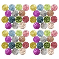 Playdo Plastic Game Coin Colored Pirate Coins Treasure Gems Jewelry Playset 100pcs Circus Clown Coin For Carnival Halloween Party Favor Style 3 Tots Toys