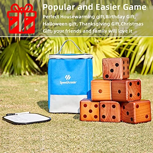 SpeedArmis Giant Wooden Yard Dice Set - Large Pine Wooden Dice Lawn Game Set With Scoreboard Outdoor Beach Backyard Game Set For Kids Adults Family (Including Carry Bag) 5 SpeedArmis Giant Wooden Yard Dice Set - Large Pine Wooden Dice Lawn Game Set With Scoreboard Outdoor Beach Backyard Game Set For Kids Adults Family (Including Carry Bag) - Image 3