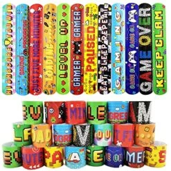 48Pcs Video Game Controller Slap Bracelets For Kids Slip Snap Bracelet Wristbands Party Favors Supplies For Halloween Christmas Carnival Classroom Boys Girls Students Prizes