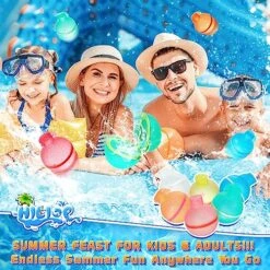 Hiliop Reusable Water Balloons For Kids Adults, Resealable Refillable Magnetic Water Balloons Self Sealing Quick Fill With Mesh Bag (8PCS) -Folkmanis Toys Shop 61mRIV0SBjL