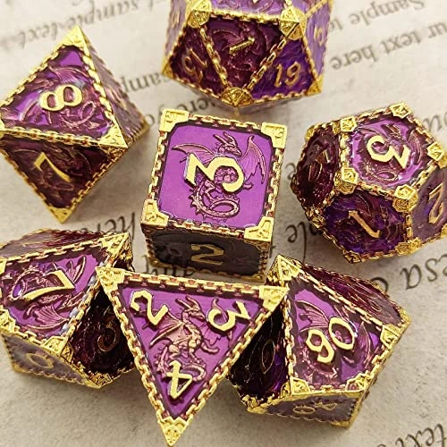 DND Dice Set D&D Metal MTG Trpg Dungeons And Dragons D20 Polyhedral Math Board Games Accessories Pathfinder Mechanical Dice Bag-Imitation Gold Purple 4 DND Dice Set D&D Metal MTG Trpg Dungeons And Dragons D20 Polyhedral Math Board Games Accessories Pathfinder Mechanical Dice Bag-Imitation Gold Purple - Image 2