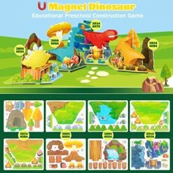 JOY SPOT! 3D Magnetic Dinosaurs Toy Play Set,Dinosaur Puzzles For Kids,Educational Preschool Contruction Game,4 Realistic Jurassic Dinosaur,Dino World Gift Set For Toddlers Learning & Development -Folkmanis Toys Shop 61n6Ni4hUDL