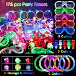 Maitys 175 Pieces Led Party Supplies Light Up Glow Toys Set Include Led Glow Flashing Glasses Bracelets Finger Lights Rings For Kids Adults Glow In The Dark Neon Party Favors Supplies -Folkmanis Toys Shop 61nCJtMZKlL