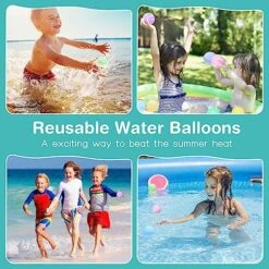 Reusable Water Balloons, 16 Pack Refillable Water Balls With Mesh Bag, Summer Water Toy For Boys And Girls Aged 3-12, Outdoor Activities Water Games Toys Fast-fill Water Splash Ball For Fun 10 Reusable Water Balloons, 16 Pack Refillable Water Balls With Mesh Bag, Summer Water Toy For Boys And Girls Aged 3-12, Outdoor Activities Water Games Toys Fast-fill Water Splash Ball For Fun -Folkmanis Toys Shop 61nEmVhKKZL