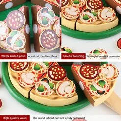 Vomocent Wooden Pizza Play Food,Pretend Cutting Food Toys,Kids Pizza Set, Kids Pizza Set Toy, Educational Montessori Toys For Kids Ages Over 3 Years -Folkmanis Toys Shop 61nZxnShvTS