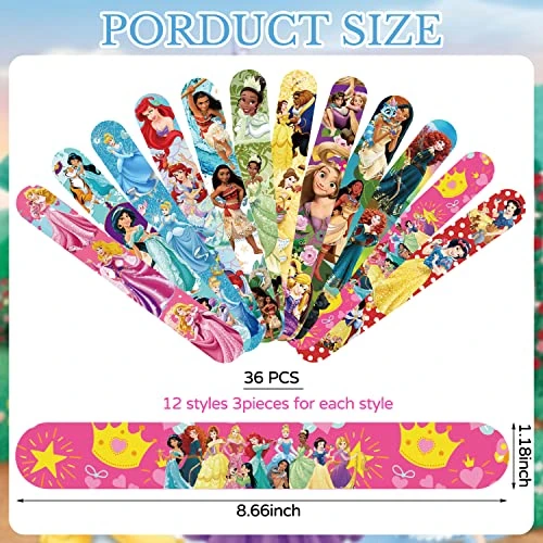 QICI 86Pcs Princess Slap Bracelet Set Include 36Pcs Slap Bracelet And 50Pcs Princess Stickers, Princess Themed Birthday Party Favors 4 QICI 86Pcs Princess Slap Bracelet Set Include 36Pcs Slap Bracelet And 50Pcs Princess Stickers, Princess Themed Birthday Party Favors - Image 2