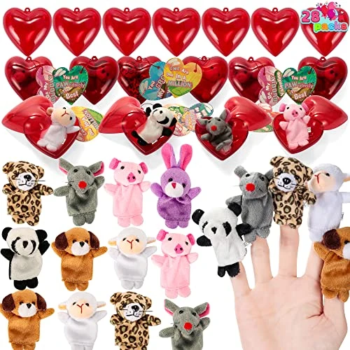 JOYIN 28 Packs Valentines Day Prefilled Hearts With Plush Animal Finger Puppet And Valentins Card For Kids Valentine Classroom Exchange, Valentine Party Favors, Gift Exchange, Game Prizes 3 JOYIN 28 Packs Valentines Day Prefilled Hearts With Plush Animal Finger Puppet And Valentins Card For Kids Valentine Classroom Exchange, Valentine Party Favors, Gift Exchange, Game Prizes