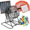 Deluxe Bingo Game Set With Metal Bingo Cage Spinner, 75 Numbered Balls, Master Bingo Board, 18 Bingo Cards And 150 Chips, For Adults, Seniors, Kids And Family -Folkmanis Toys Shop 61ptbG74yAL