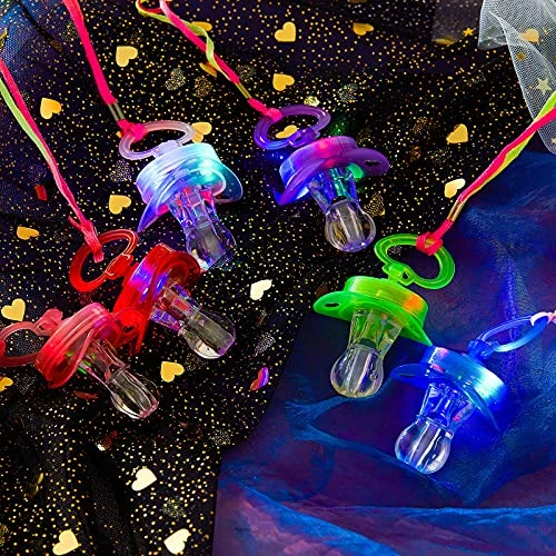 24 Pcs Led Light Up Pacifier Necklace Bulk Toy Halloween Rave Pacifier Glowing Flashing Led Light Up Pacifier For Teens And Adults Bar Concert Birthday Party Favors, 6 Random Colors 6 24 Pcs Led Light Up Pacifier Necklace Bulk Toy Halloween Rave Pacifier Glowing Flashing Led Light Up Pacifier For Teens And Adults Bar Concert Birthday Party Favors, 6 Random Colors - Image 4