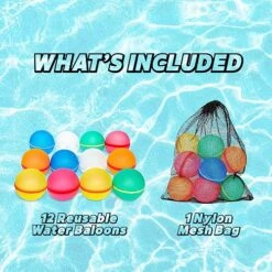 Reusable Water Balloons For Kids, 12 Piece Self Sealing Water Toy, Refillable Balloon Toys For Summer Games, Pool Parties, And Outdoor Activities, Latex-Free Silicone Water Balls For Kids And Adults -Folkmanis Toys Shop 61q2Rk3ZJKL