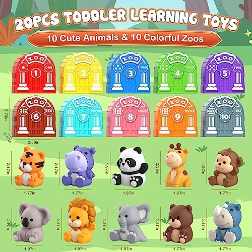 Toddler Toy For 1 2 3+ Years Old, Learning Toy For Toddlers With 20PCS Safari Animal Toy, Montessori Educational Toy For Kids, Christmas Birthday Gift With 10 Animals &10 Houses For Babies Boys Girls 4 Toddler Toy For 1 2 3+ Years Old, Learning Toy For Toddlers With 20PCS Safari Animal Toy, Montessori Educational Toy For Kids, Christmas Birthday Gift With 10 Animals &10 Houses For Babies Boys Girls - Image 2
