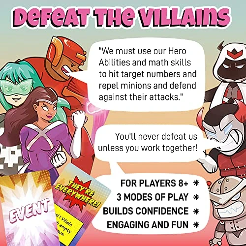 Outnumbered: Improbable Heroes Board Game - A Mensa Recommended Cooperative Superhero Math Game | Fun & Educational Game For Kids, Adults, And Families | STEM Game To Learn Multiplication & Division 5 Outnumbered: Improbable Heroes Board Game - A Mensa Recommended Cooperative Superhero Math Game | Fun & Educational Game For Kids, Adults, And Families | STEM Game To Learn Multiplication & Division - Image 3