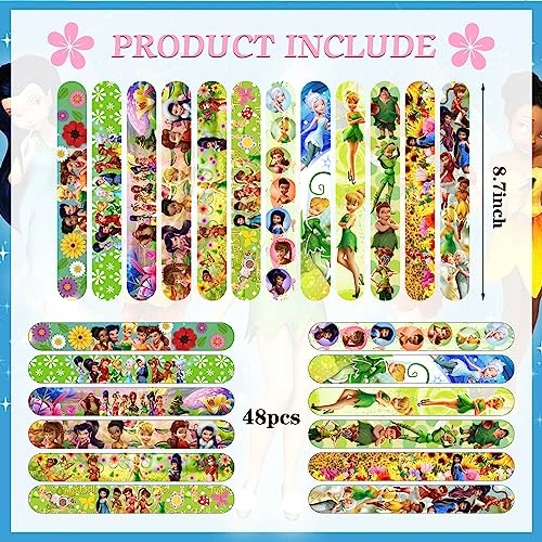Gkszajo 48Pcs Fairy Tinker Bell Slap Bracelets For Kids Birthday Party Slap Bracelets Fairy Tinker Snap Bracelet Party Favors Supplies For Kids Teens Gifts 3 Gkszajo 48Pcs Fairy Tinker Bell Slap Bracelets For Kids Birthday Party Slap Bracelets Fairy Tinker Snap Bracelet Party Favors Supplies For Kids Teens Gifts